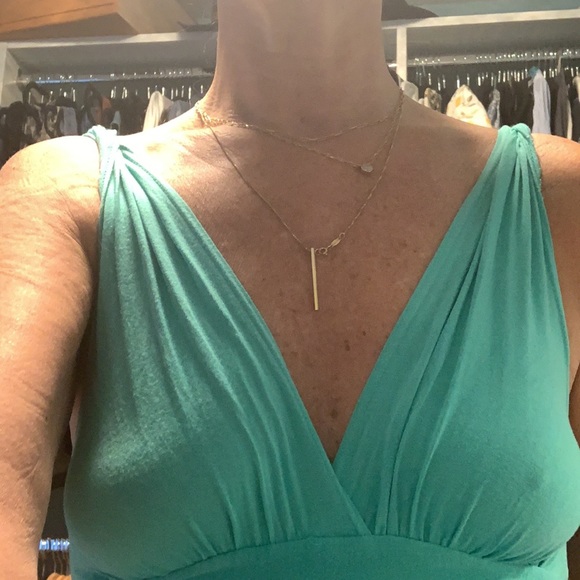 Gorgeous gypsy 05 turquoise maxi dress with purple tie dye at the hem - Picture 7 of 7